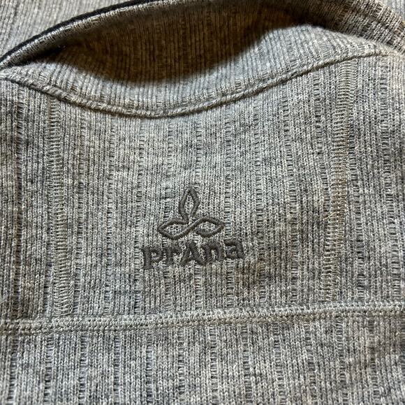 Prana Barclay Sweater Jacket Size Large Full Zip Gray Wool Blend Ribbed Cardigan - Picture 3 of 6